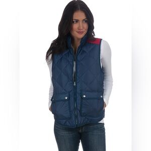 Lauren James Navy and Red Quilted Vest